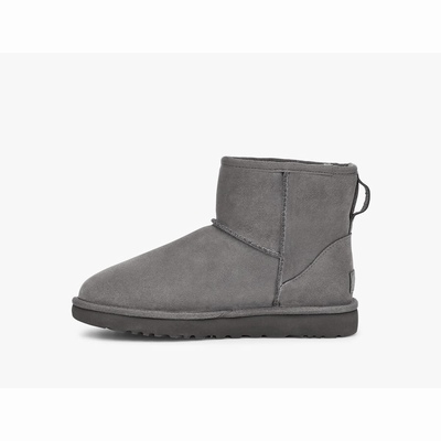 Botas UGG Classic Mini Rubber Logo Mulher Cinzentas | PT-QMKUB